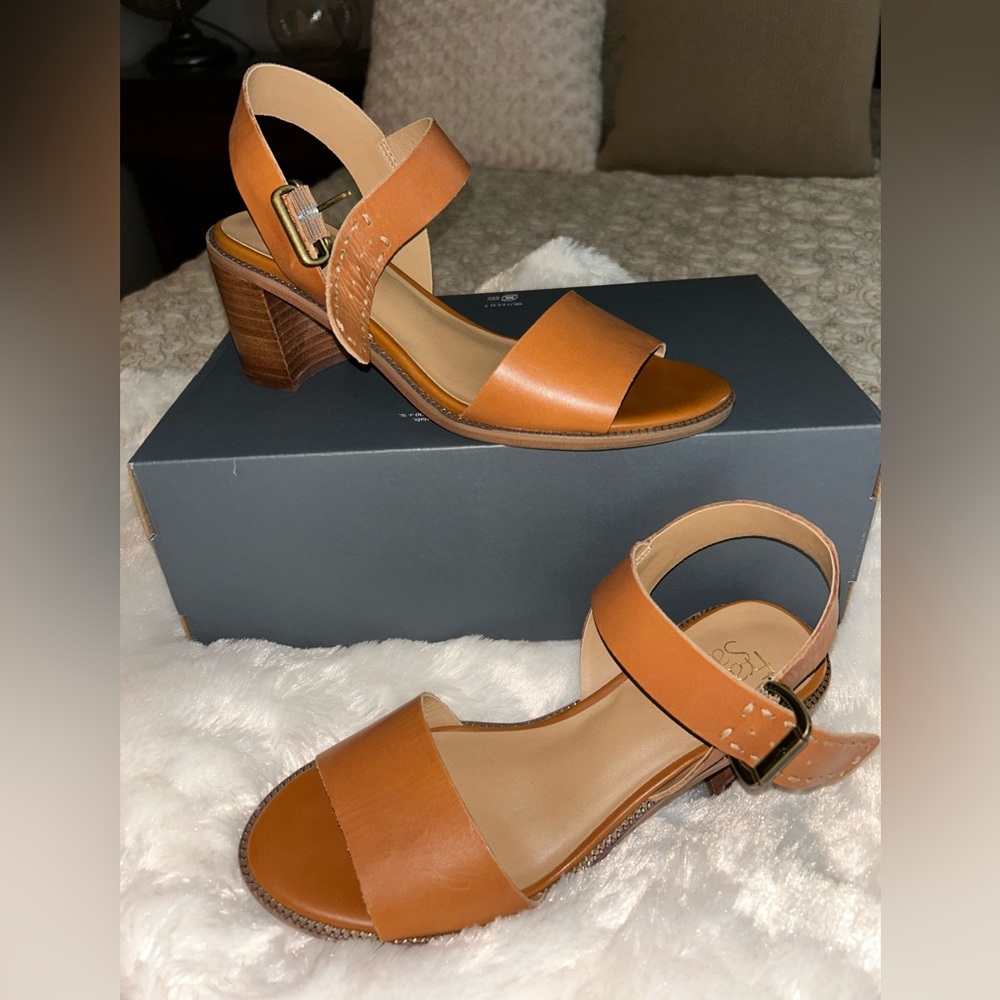 Tan Block Heel Sandals